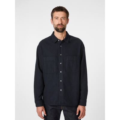 Herren-Hemdjacke gestreift, Navy-Schwarz