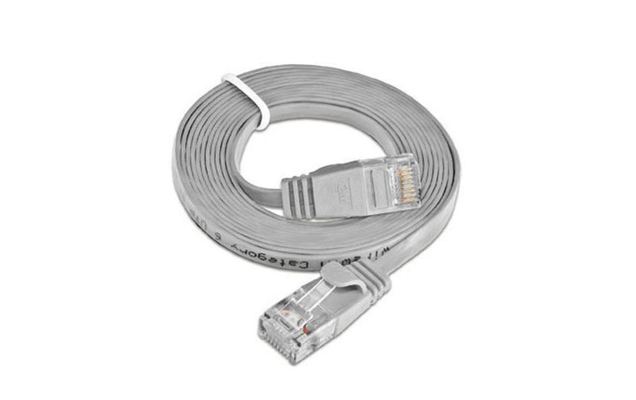 Slimpatchkabel RJ-45 - RJ-45, Cat 6, UTP, 0.5 m, GrauUnscreened/Unshielded Twisted-Pair-Kabel (UTP) mit Klinkenschutz