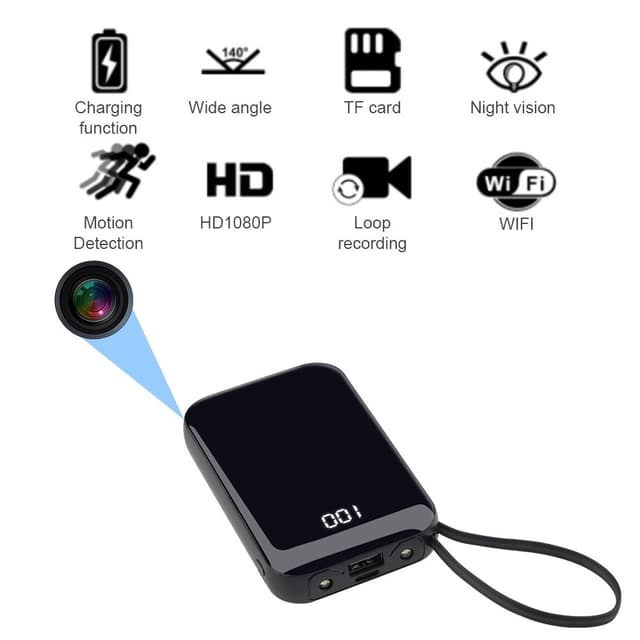 1080P HD WiFi-kamera 5000mAh bærbar powerbank sikkerhedskamera