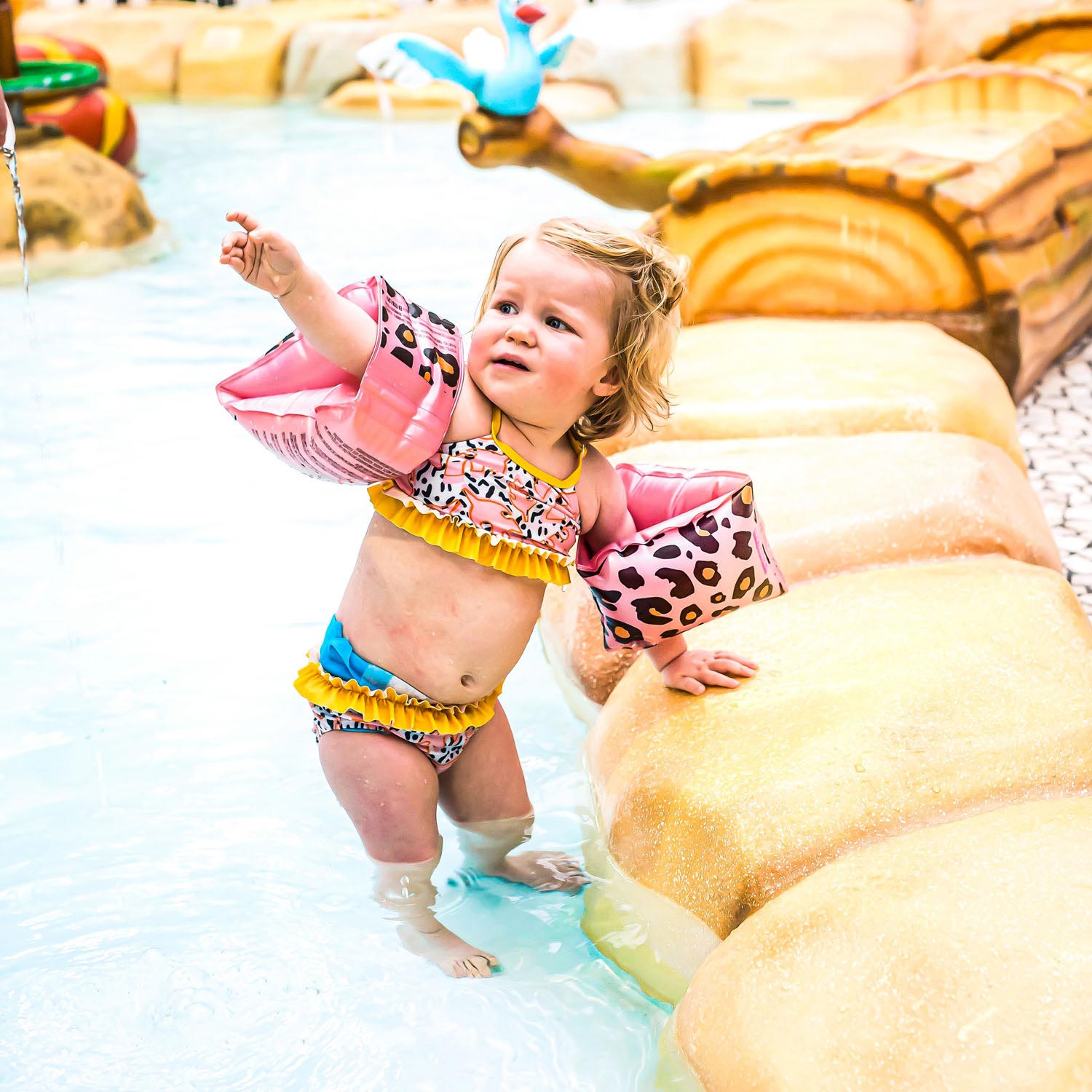 Swim Essentials Zwembandjes Panterprint Rose Goud, 2-6 jaar