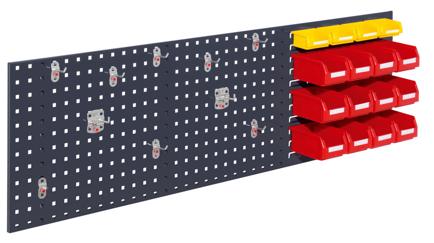 Kappes® RasterPlan Combinatiepaneelset #2 1x Geperforeerd paneel 1500x450mm 1x Accessoire-assortiment 26-delig Antracietgrijs RAL 7016