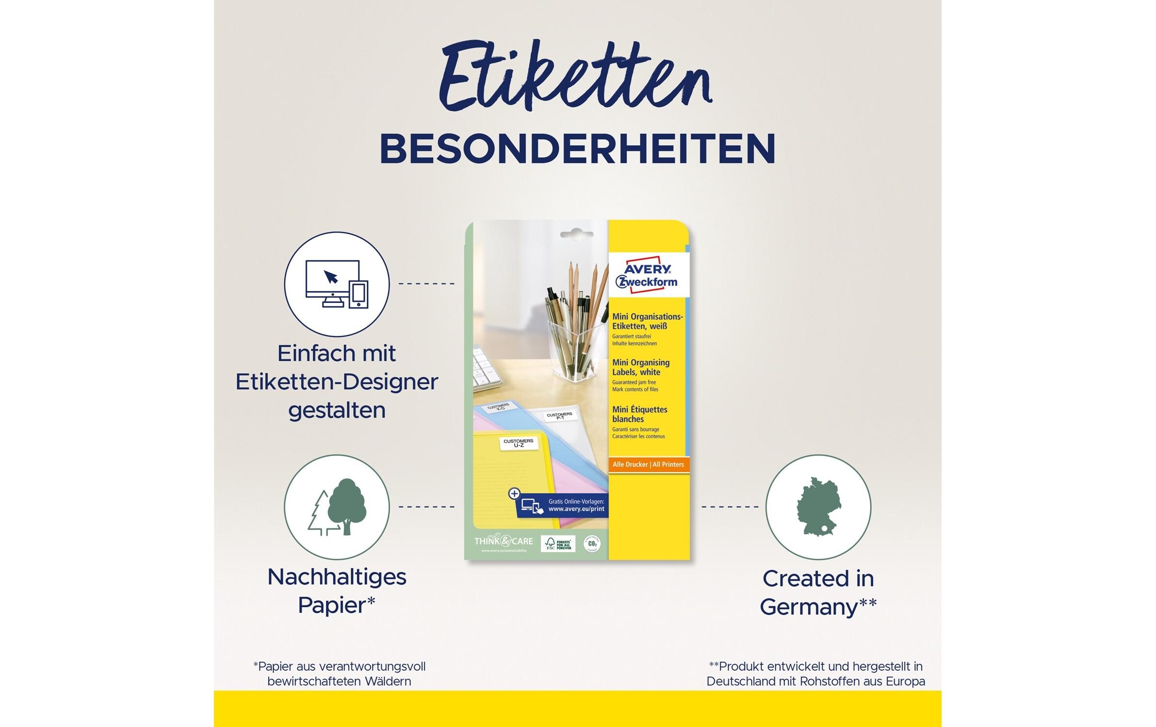 Mini-Etiketten L7658-25 25.4 x 10 mmMini-Organisations-Etiketten, 25,4 x 10 mm, weiss