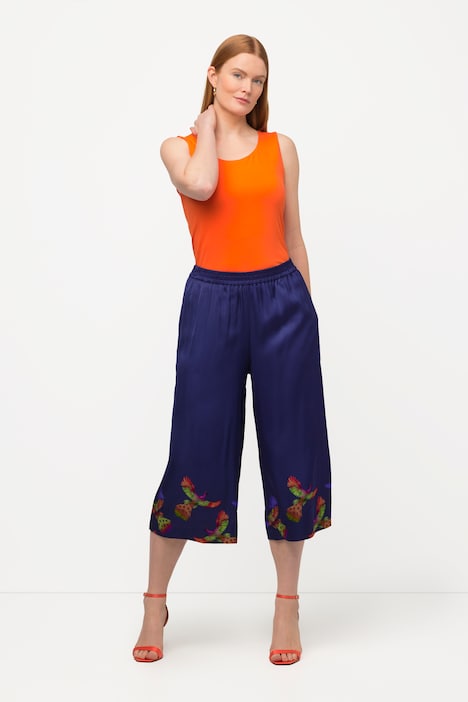 3/4-Satinhose Mary, Vogel-Design, Elastikbund
