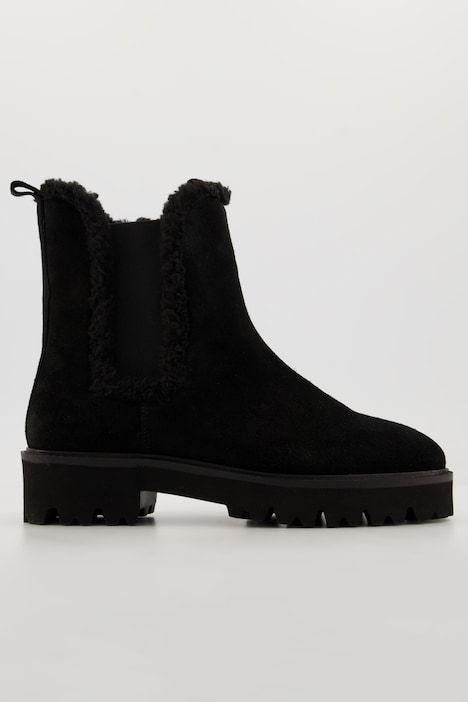 Chelseaboots, Teddyfell-Besatz, Fleecefutter, Weite H