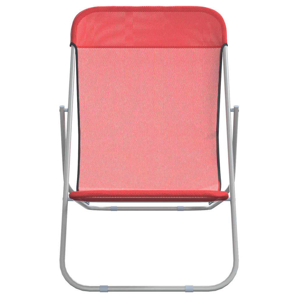 Chaises de plage pliantes 2pcs textilène acier enduit de poudre