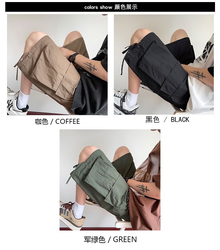 Breeson - Hoge taille, effen, wijde cargoshorts