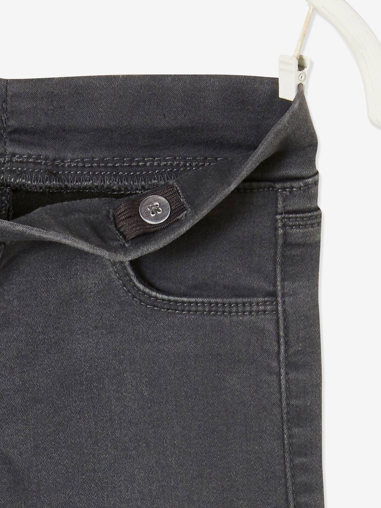 Calça legging jeans sem lavagem para meninas, lavagem cinza média