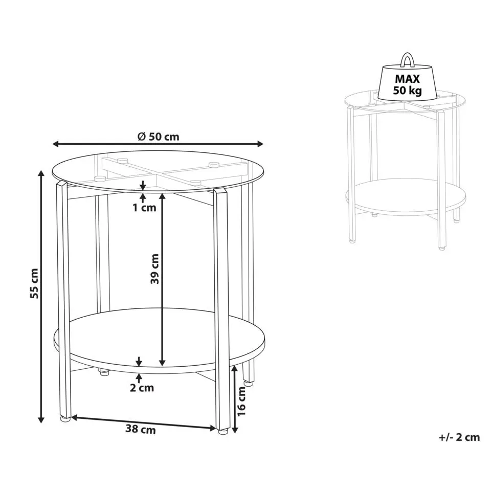 LOVELL - Bijzettafel - Lichtbruin/Zilver - Hout