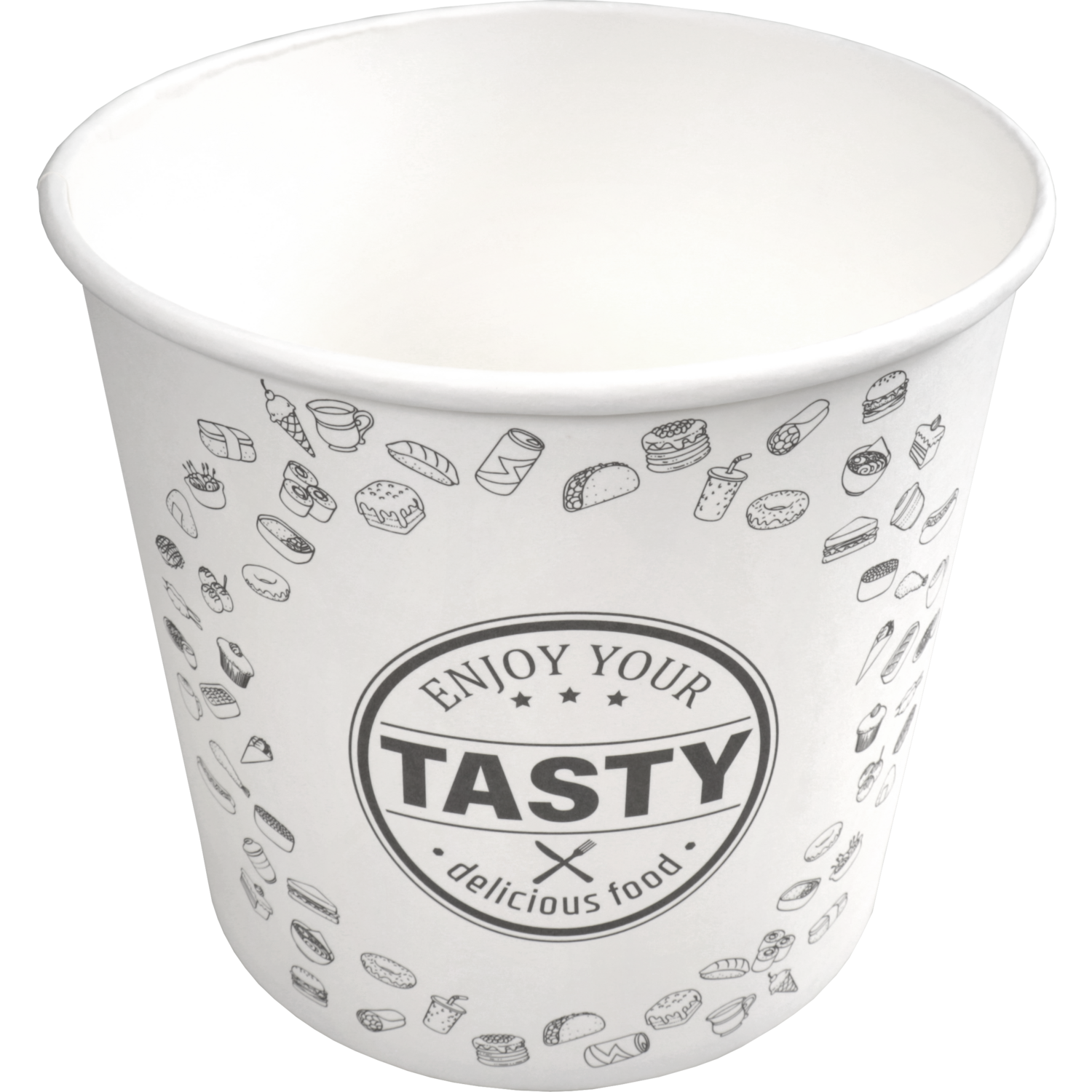 Bak, Karton + PE, 2150ml, TASTY, incl. deksel, foodbucket, 160mm, wit