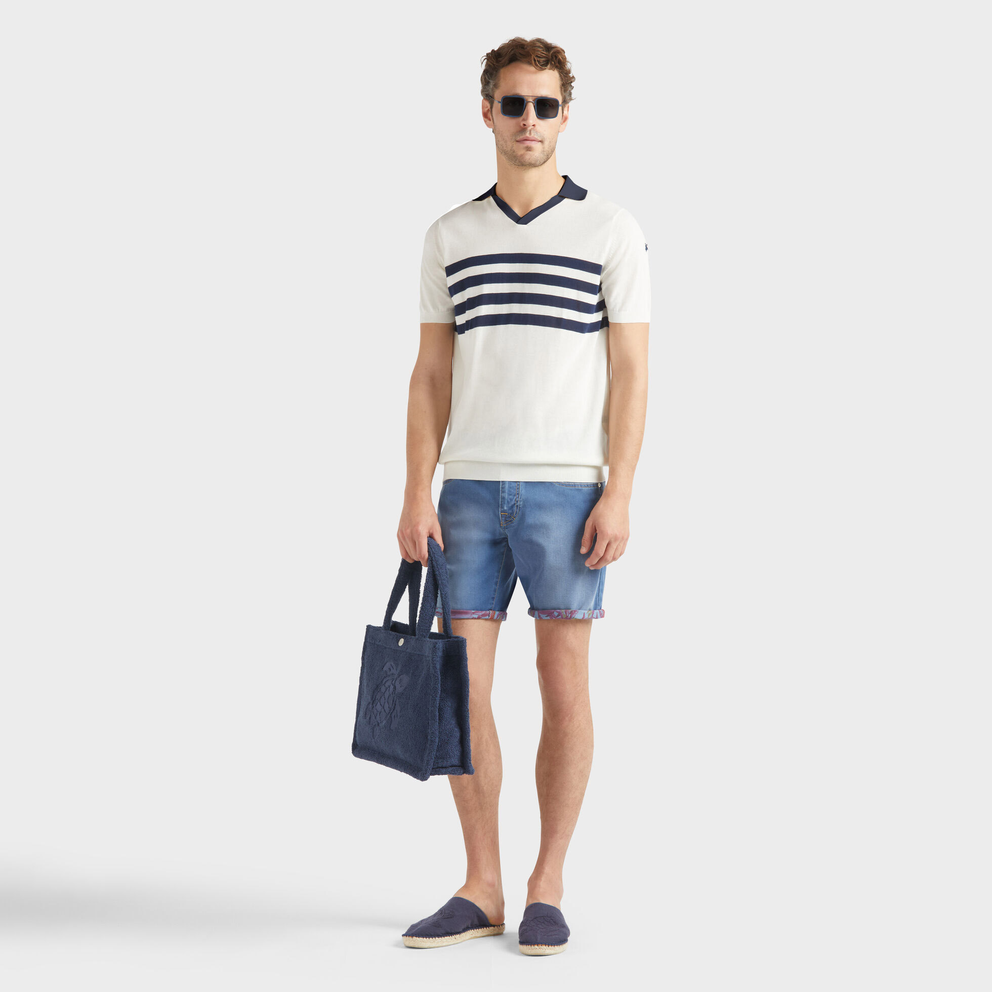 Polo en coton homme rayures bicolores