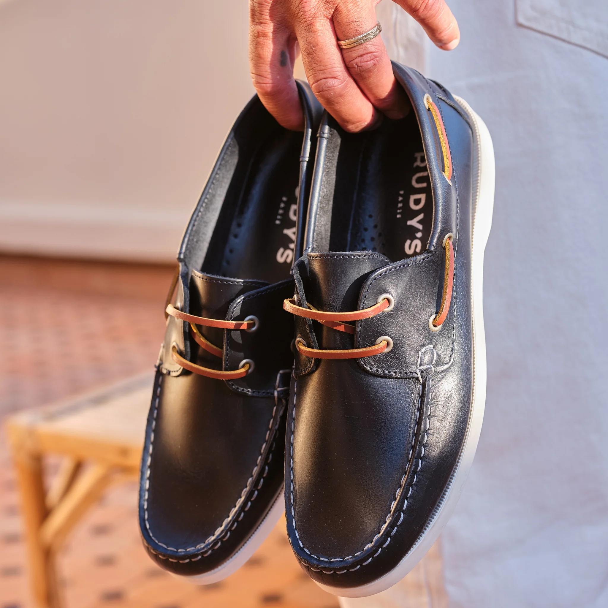 Bato-Chaussure bateau en cuir marine