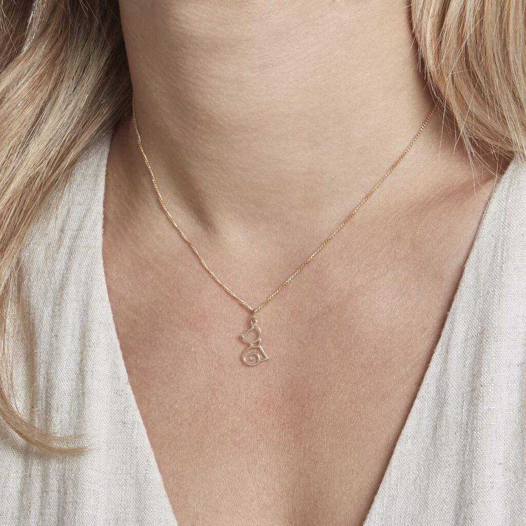 Pendentif Egee Chat Or Jaune