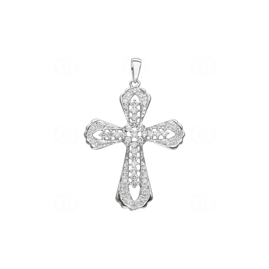 Kreuzanhänger 750/18 K Weissgold mit Diamanten 0.51 ct H/si