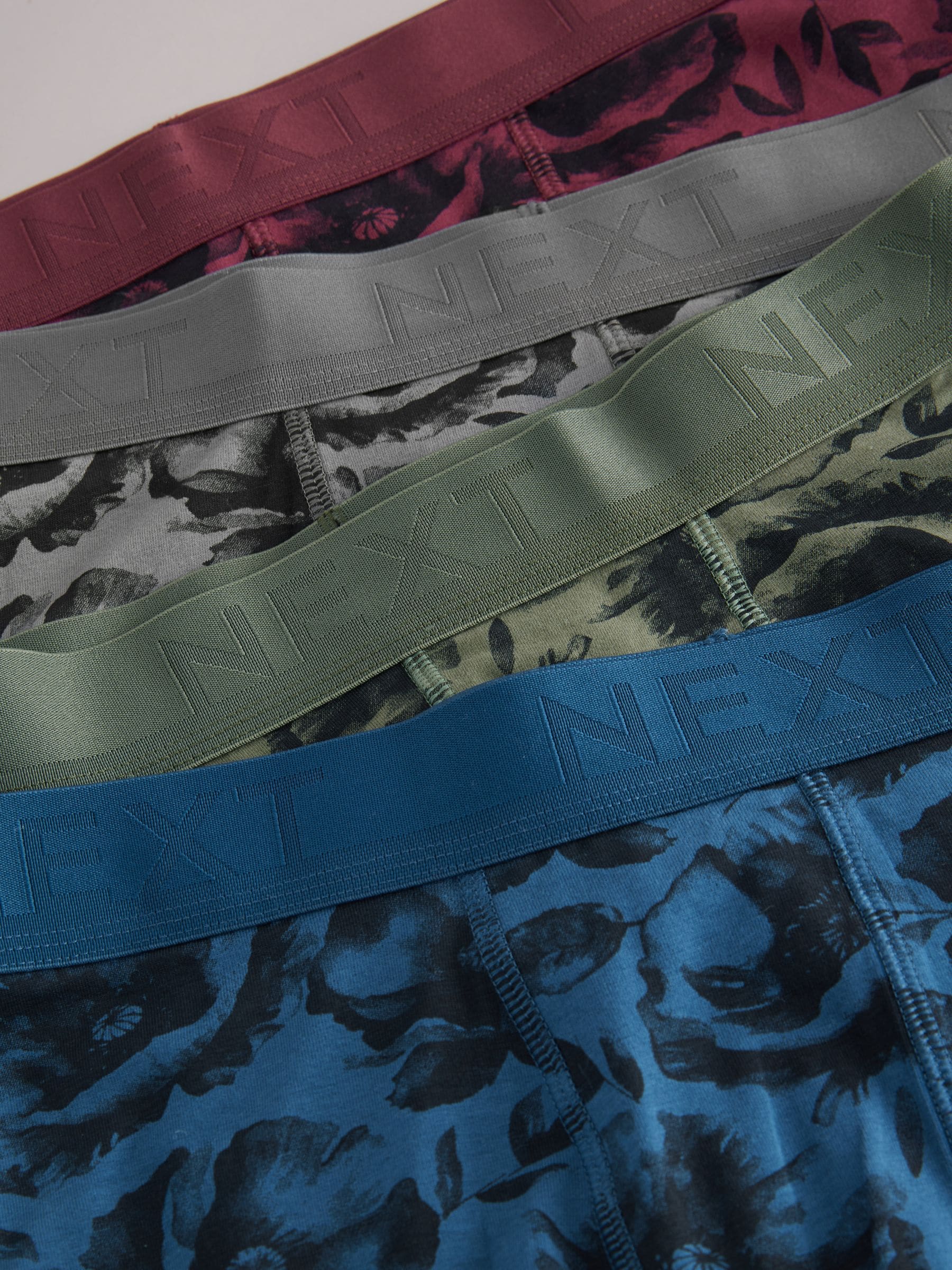 Groen/rood/blauw bloemen - Verpakking van 4 - Boxershorts