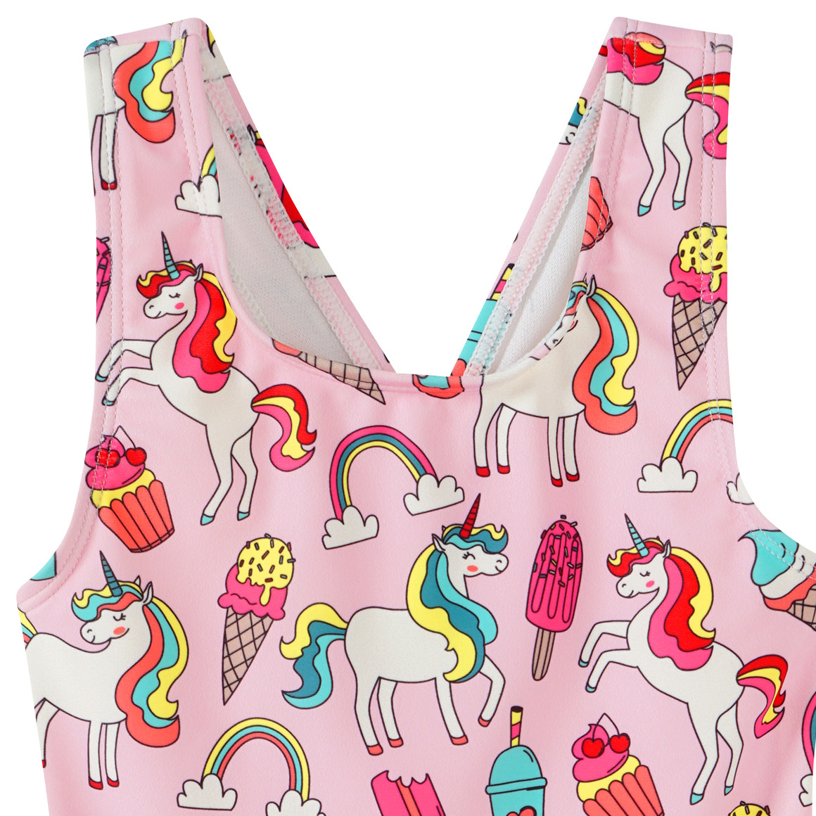 Topolino Mädchen Badeanzug mit bunten Einhorn-Motiven rosa