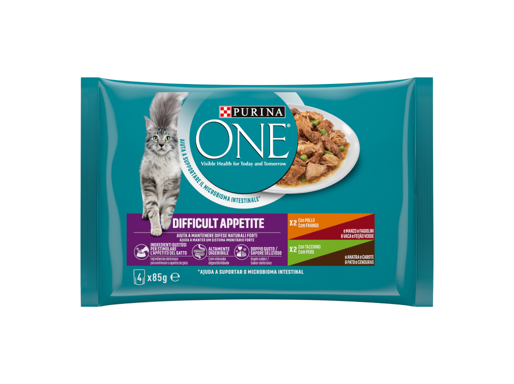 COMIDA HÚMIDA PARA GATO PURINA ONE APETITE DIFÍCIL 4X85G