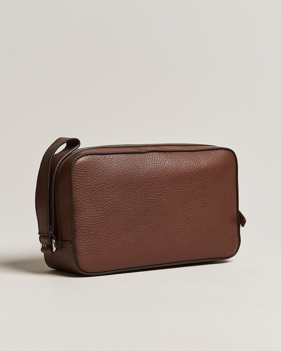 Tiger of Sweden Wes Grained Leather Toilet Bag Brown