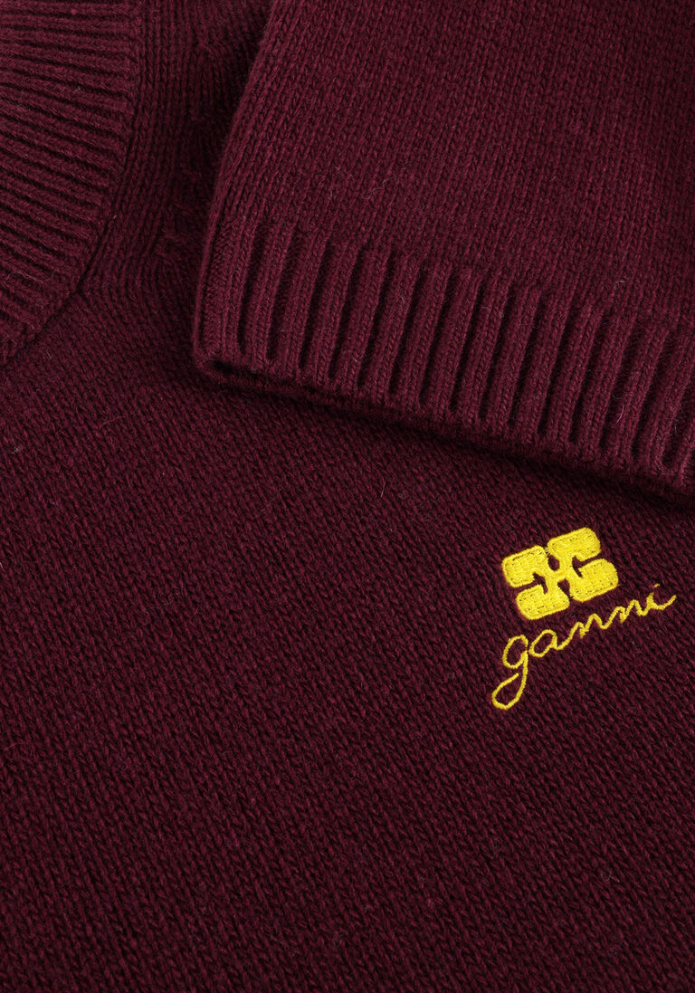 bordeaux ganni trui future wool mix oversized o-neck