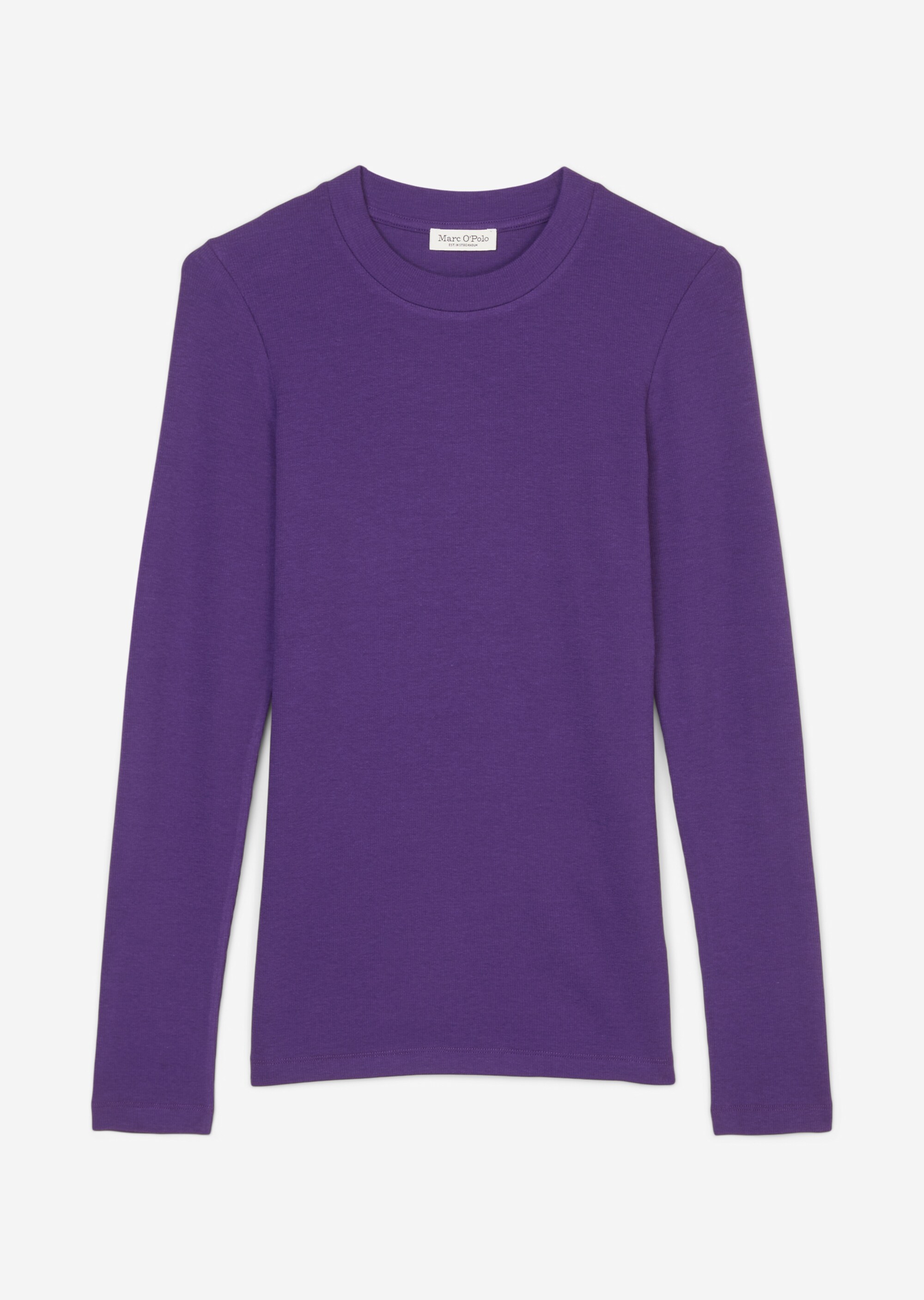 Rundhals-Longsleeve regularaus soft geripptem Jersey