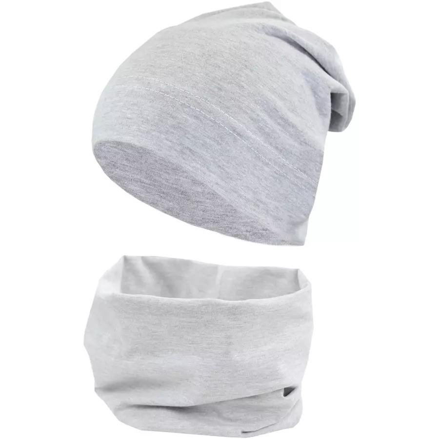 TupTam Jungen Beanie Mütze und Schlauchschal 2er Set hellgrau