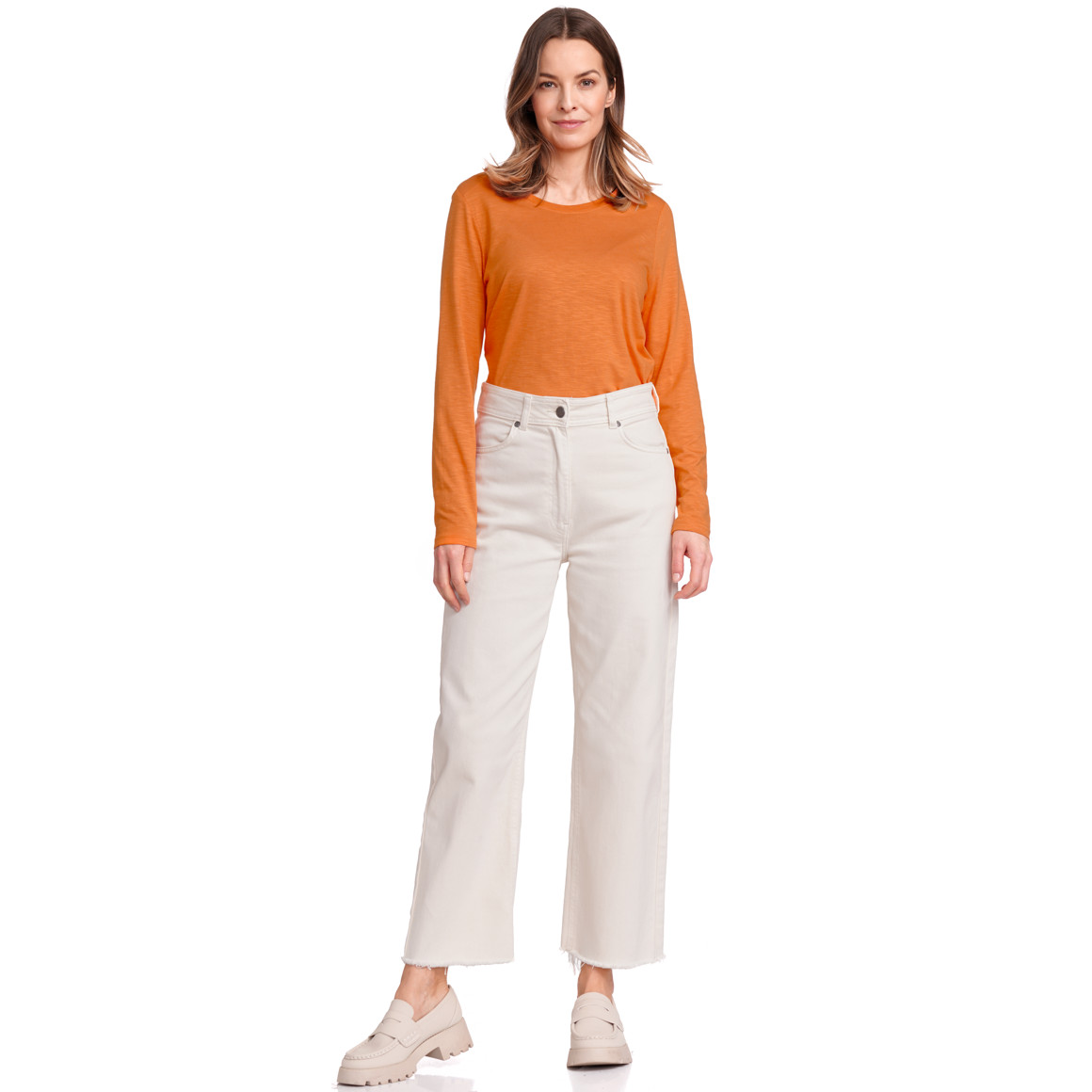 Gina Benotti Damen Langarmshirt unifarben orange
