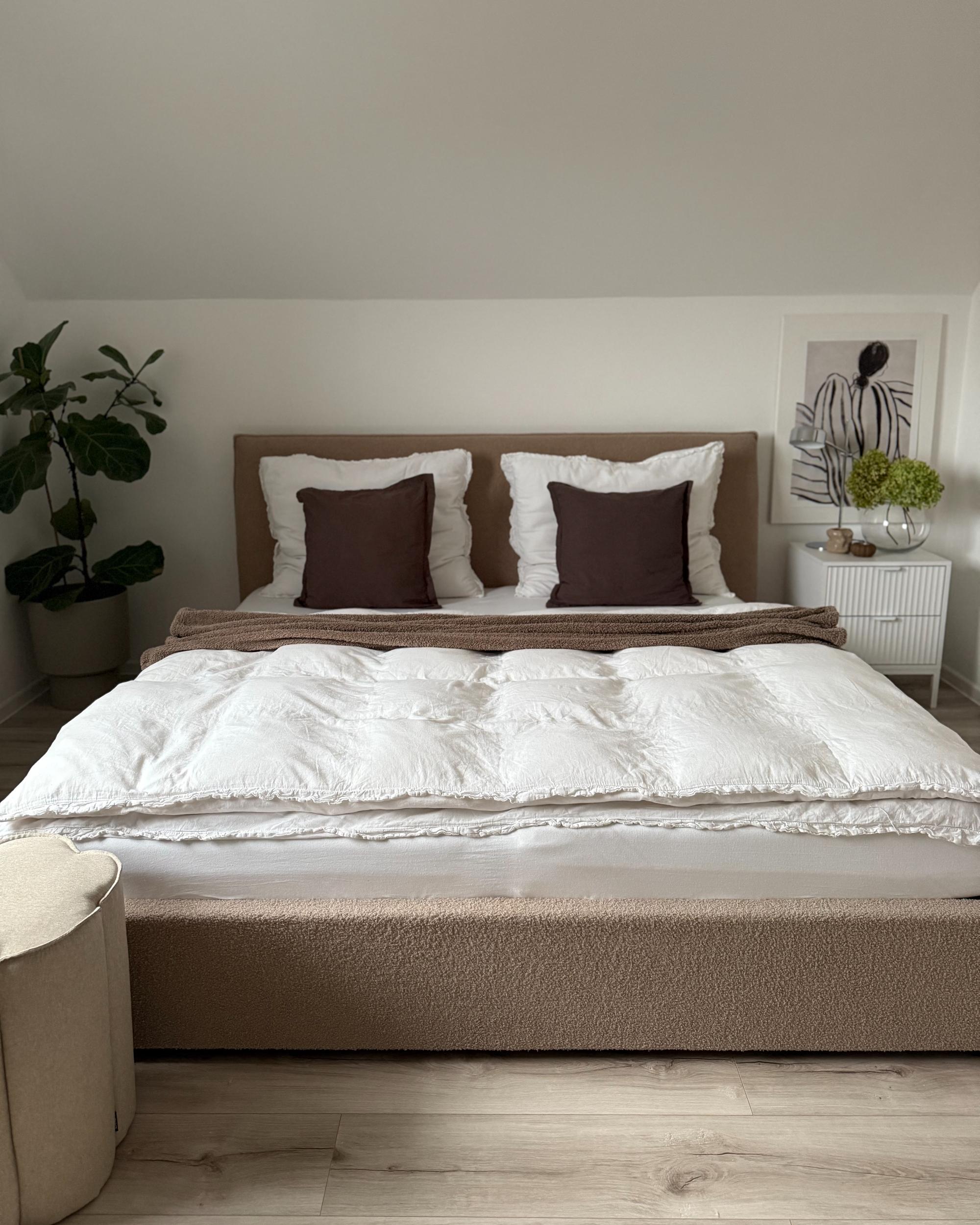Bed met opbergruimte Bouclé LAVAUR 180 x 200 cm Taupe