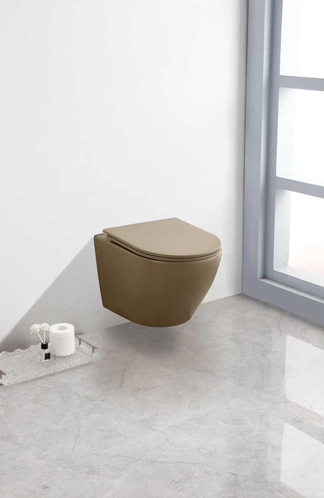 Saniclear Itsie taupe toiletpot randloos met softclose zitting