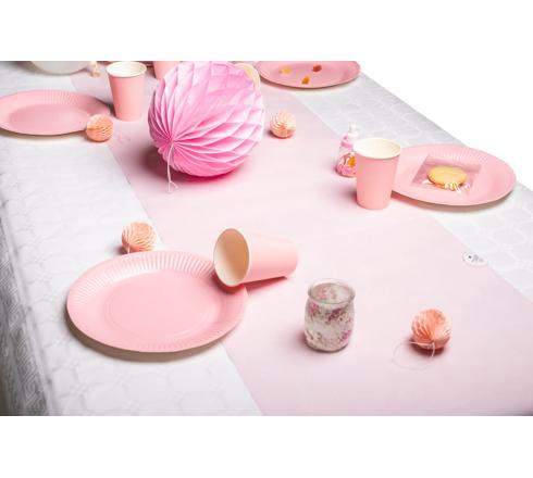 (20er Set) Ø23cm Pappteller Einweg Papier Teller Party Geschirr Tisch Deko (79214I) - Rosa