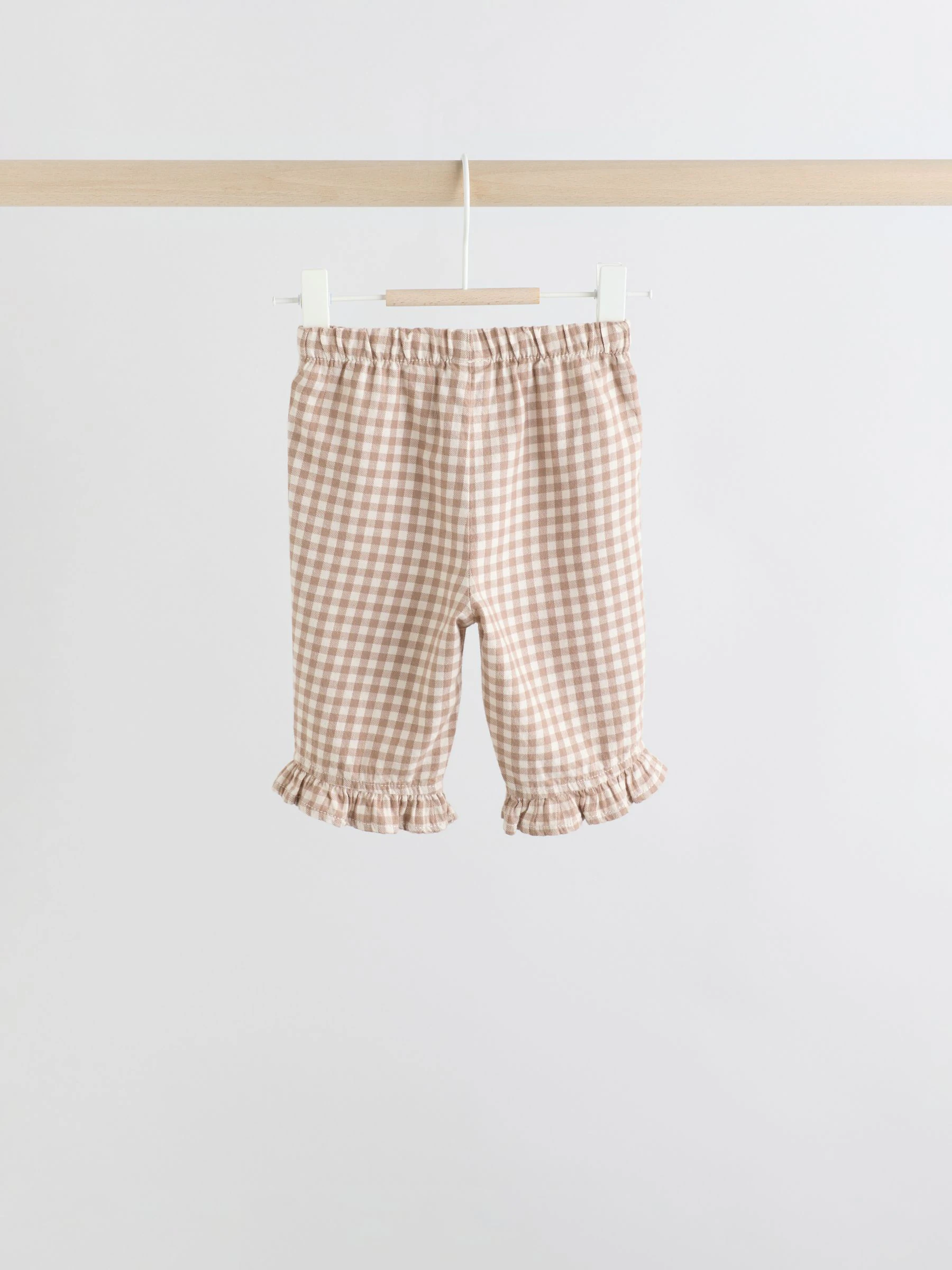 Roze/naturel gingham - 2 -delige Babyset van peplum top met Lange mouwen en Broeken (0mnd -2jr)