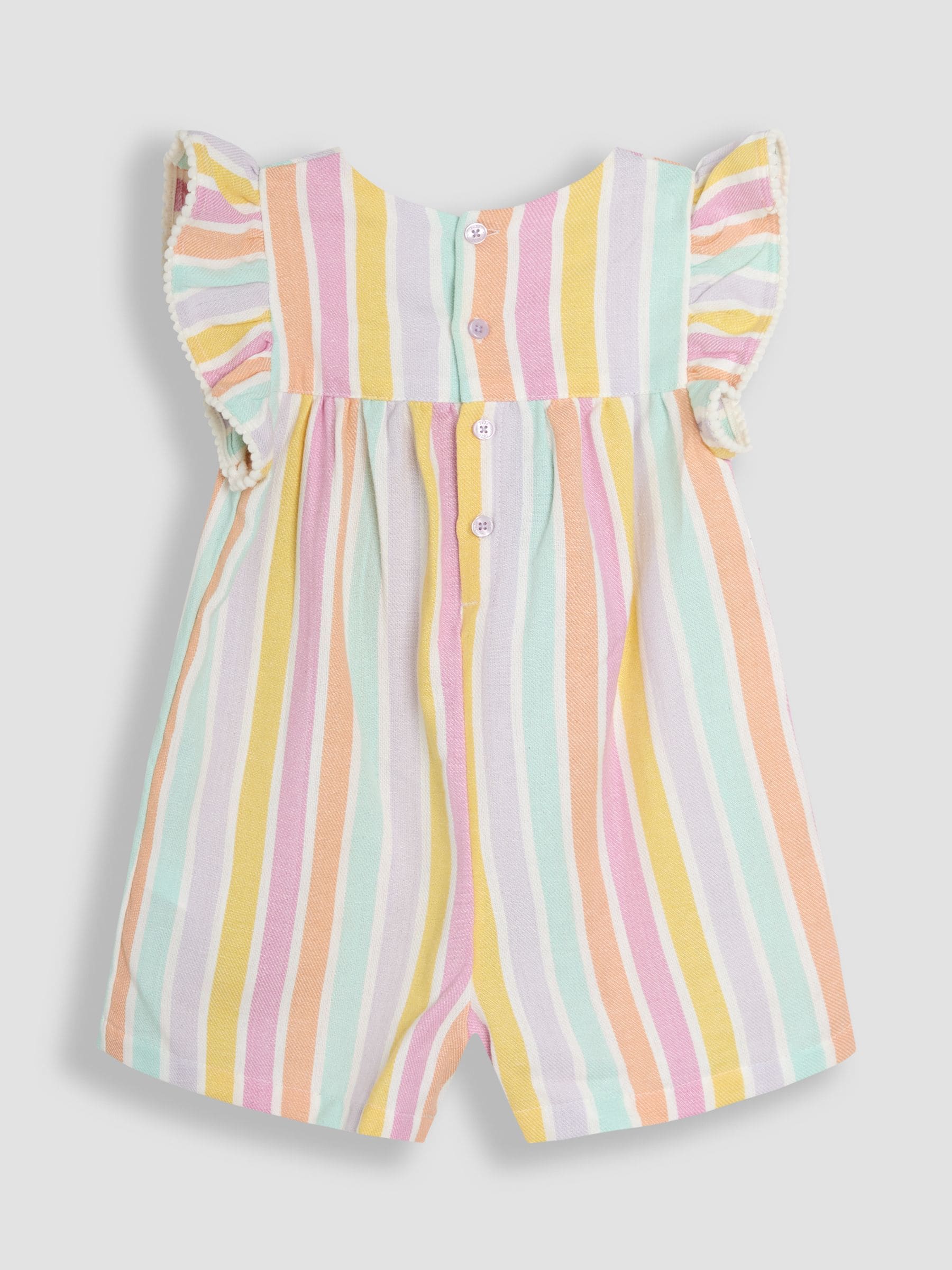 JoJo Maman Bébé Frill Sleeve 100% Cotton Playsuit