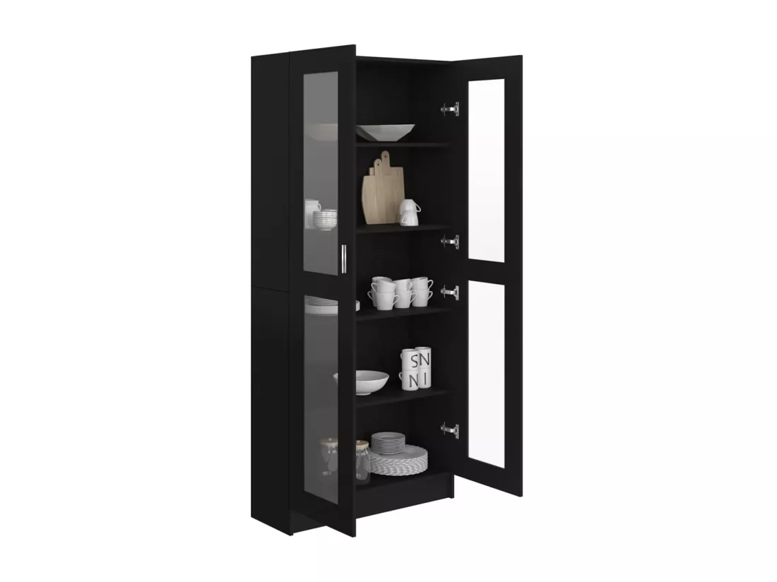 Armoire à vitrine Noir 82,5x30,5x185,5 cm Aggloméré