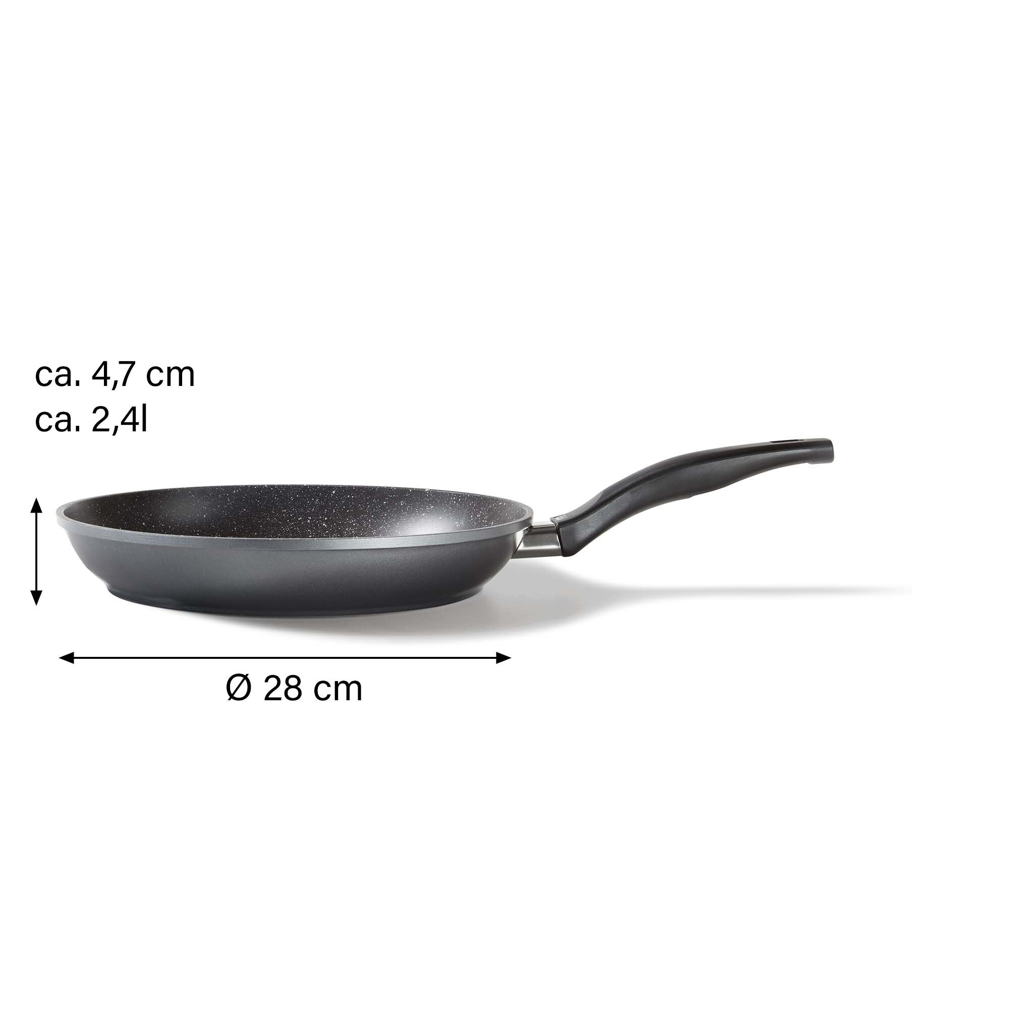 STONELINE® Bratpfanne 28 cm, Aluguss antihaftbeschichtete Pfanne, Backofen & Induktion geeignet