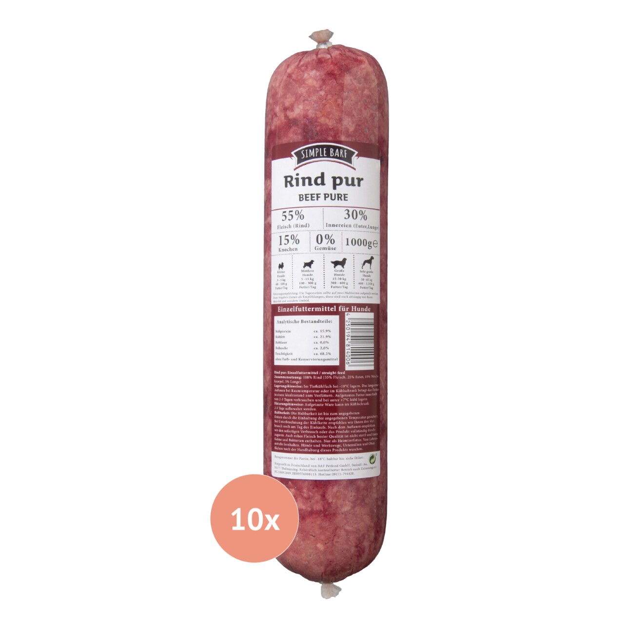 Simple BARF Rind pur 10x1 kg