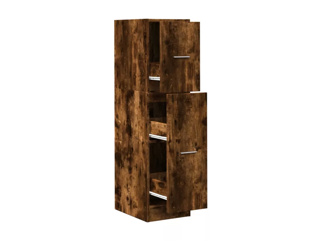 Armoire d'apothicaire chêne fumé 30x41x118 cm bois d'ingénierie