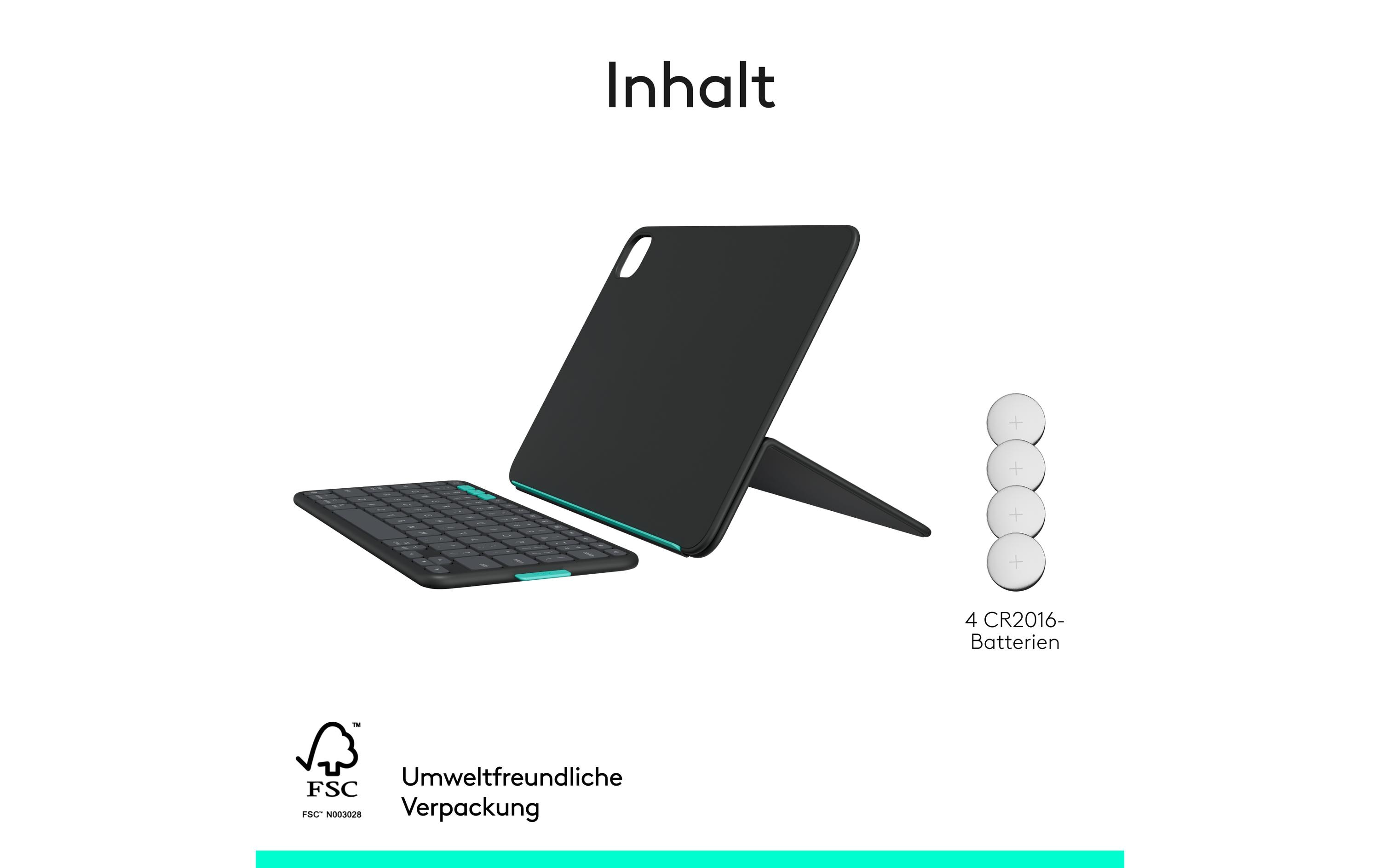 Tablet Tastatur Cover Flip Folio iPad Pro & Air11<br>Vielseitiges iPad Cover mit verstaubarer Tastatur