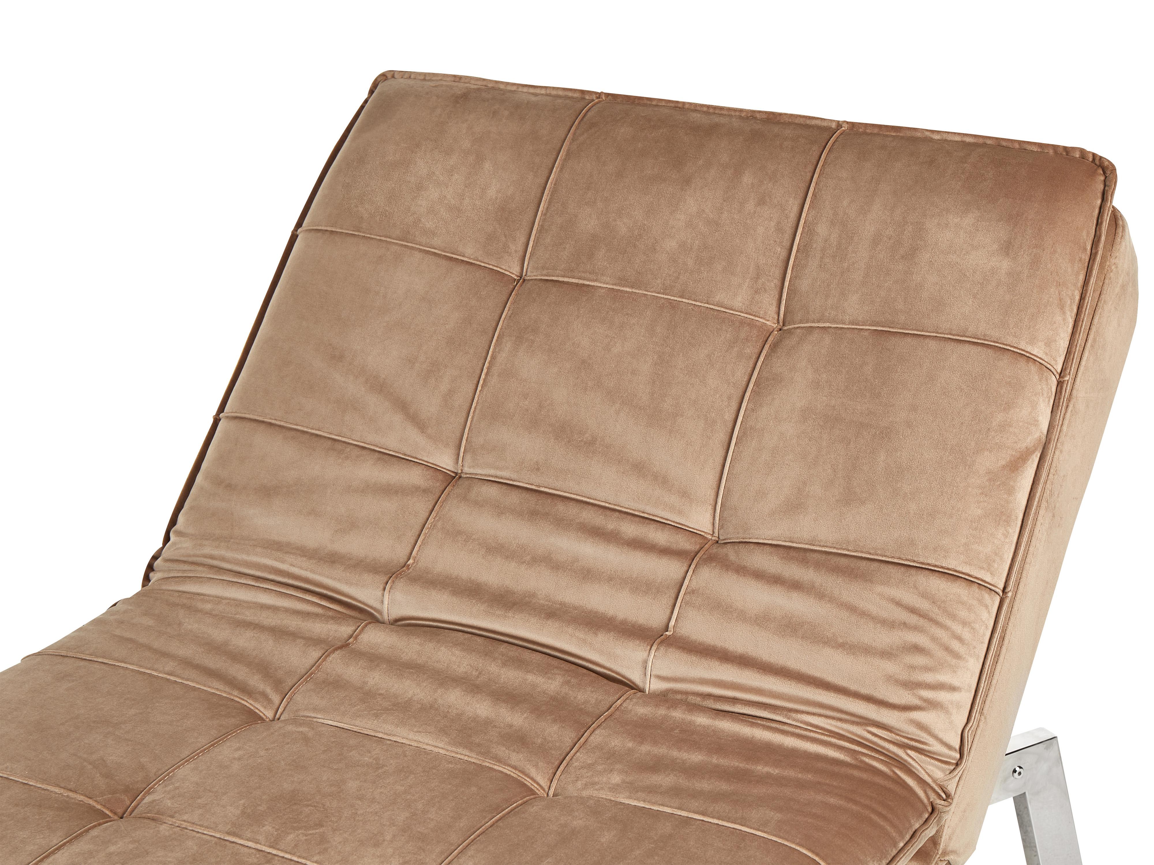Chaise longue LOIRET Fluweel Lichtbruin