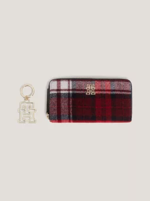 Conjunto de Carteira Grande com Zíper e Pingente TH Monogram