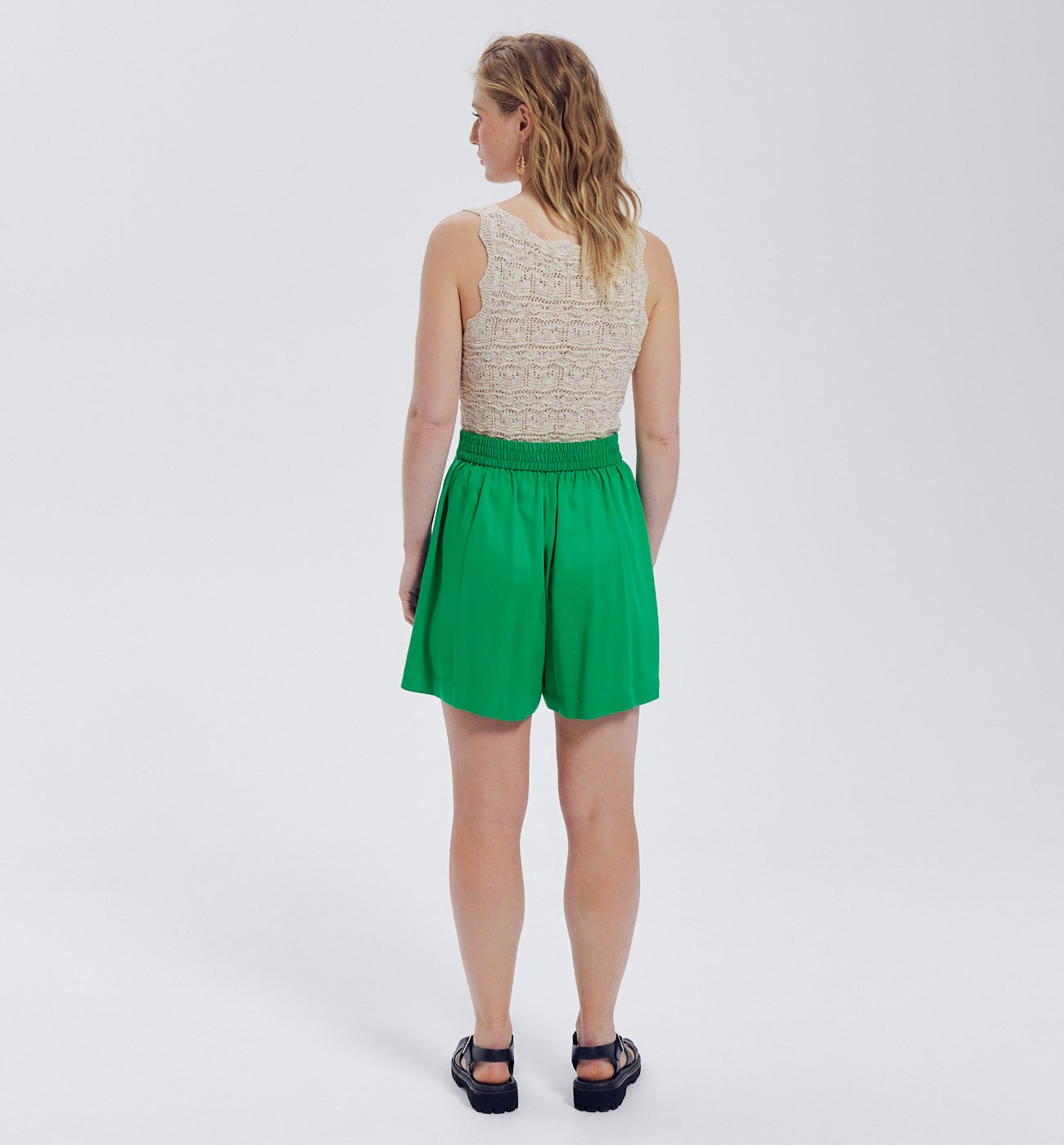 Short taille haute uni Femme - Vert