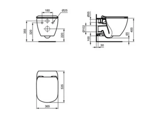 WC suspendu IDEAL STANDARD Tesi Aquablade + abattant et plaque de commande Oleas double blanche + Bâti autoportant Porcher éco