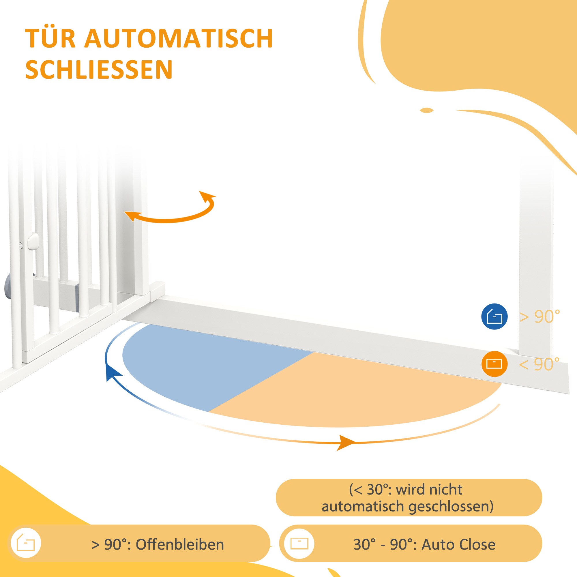 PawHut Türschutzgitter mit einer Katzentür weiß 74-100L x 4B x 76H cm