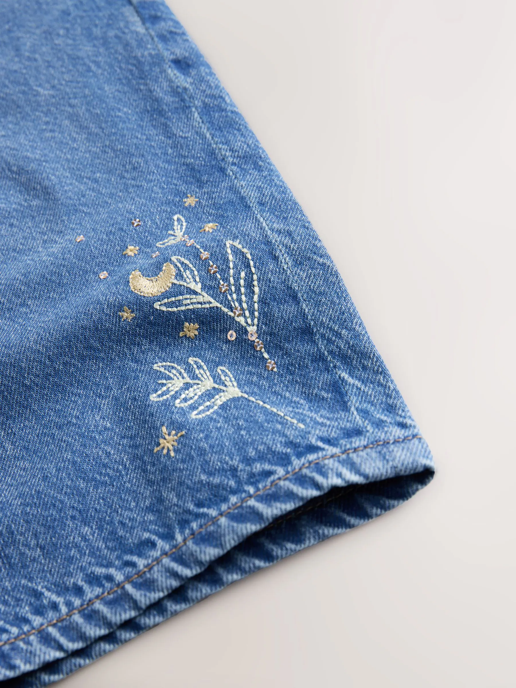 Normaal blauw - Embroidered Wide Leg Jeans (3mths-7yrs)