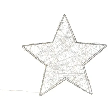 Idena LED Deko-Metallstern mit 120er Lichterkette, 38 x 36 x 6 cm, warmweiß, für innen und außen, batteriebetrieben
