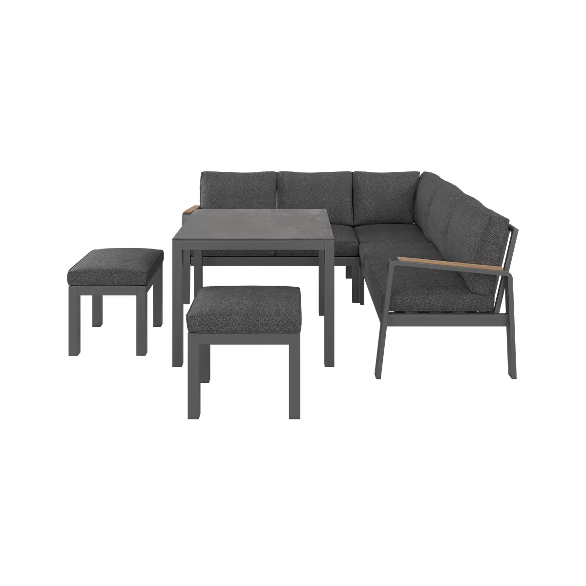 Beldano Loungegarnitur Sorrent 4-teilig anthrazit,braun,schwarz