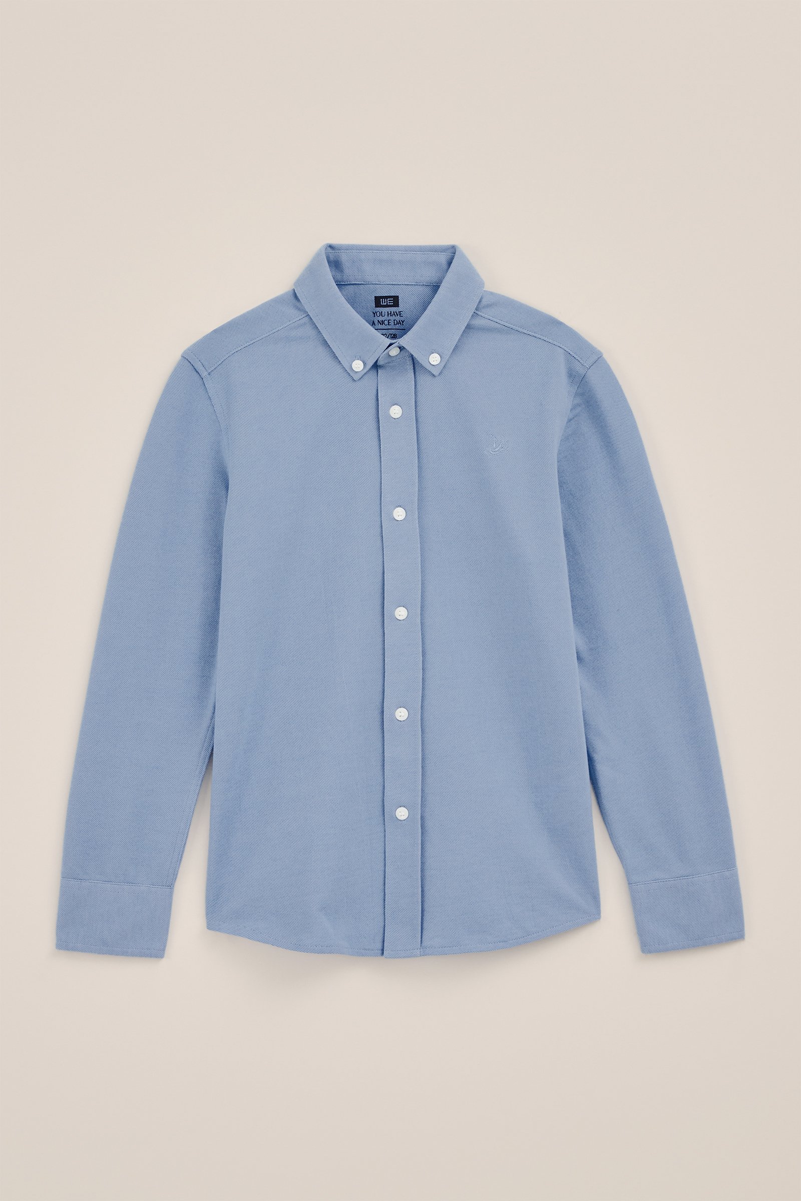 Jongens overhemd van piquéjersey WE Fashion Grijsblauw