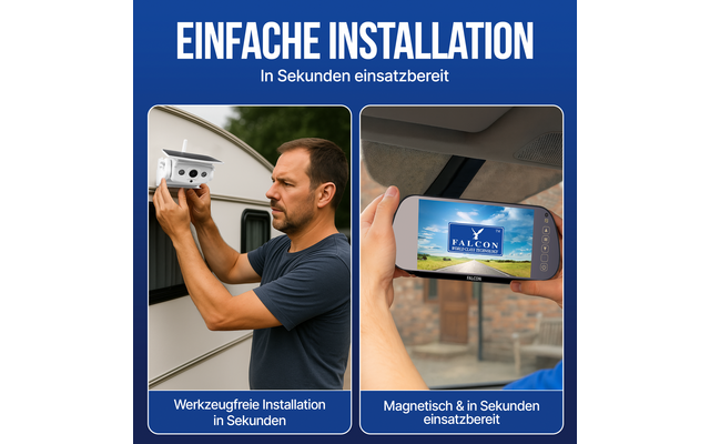 Falcon Magnetisches Drahtloses Kamerasystem 7 Zoll Monitor und 50 m Reichweite