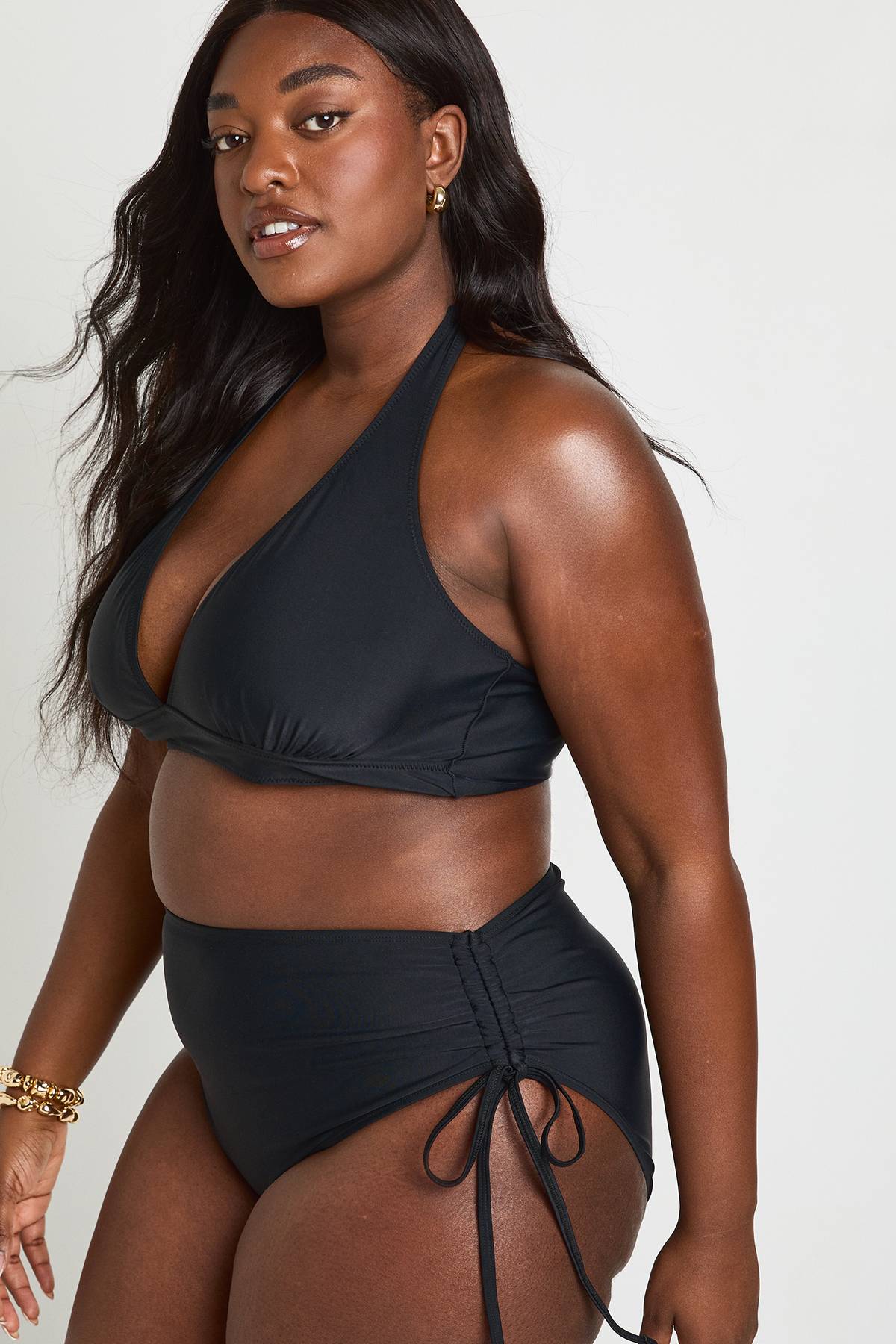 boohoo Bas De Bikini Grande Taille Taille Haute Froncé Avec Effet Ventre Plat