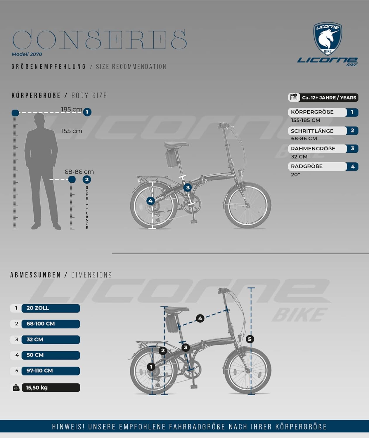 Bicicleta dobrável Licorne Bike Conseres, aro 20.