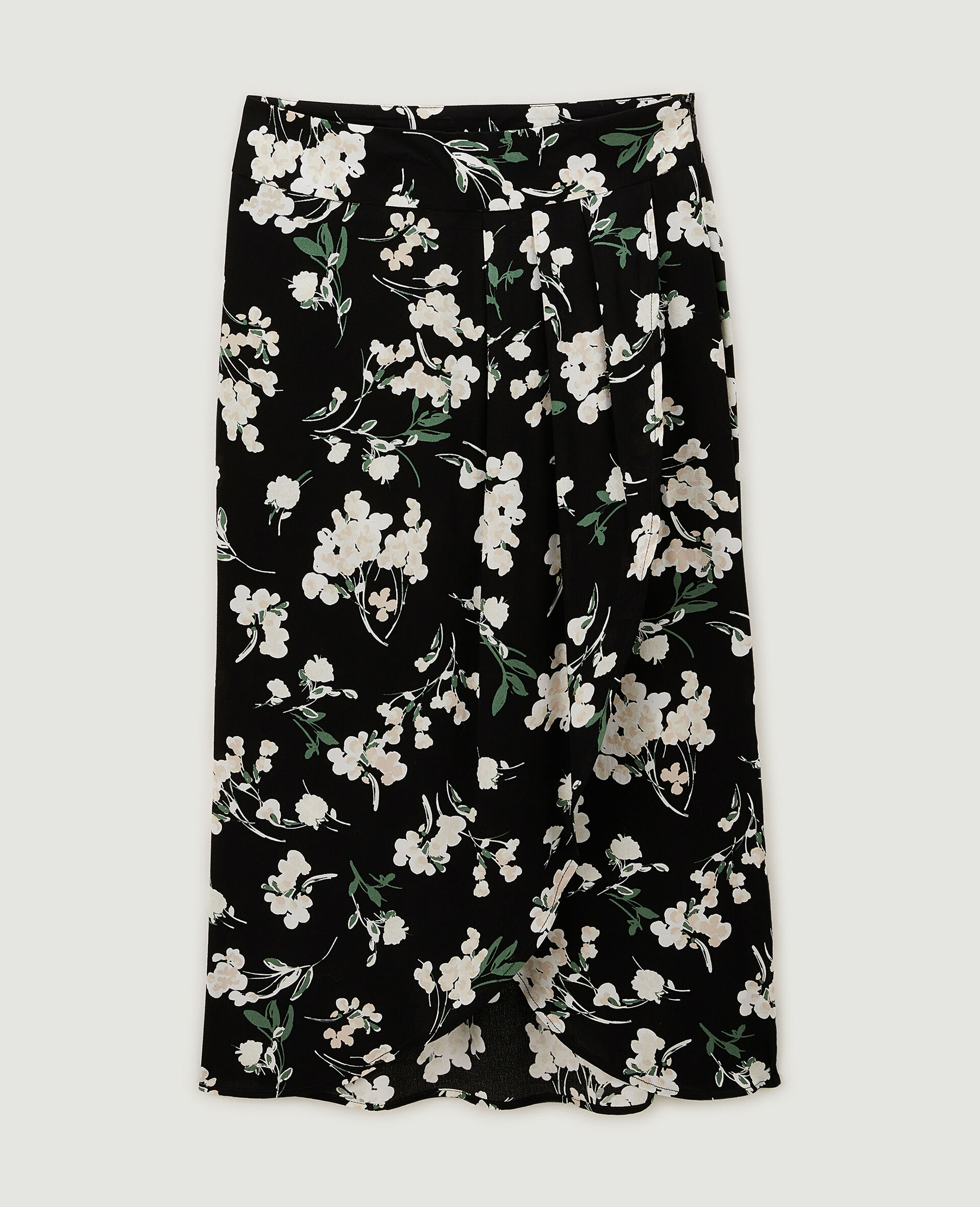 Jupe midi effet porte-feuille - Noir