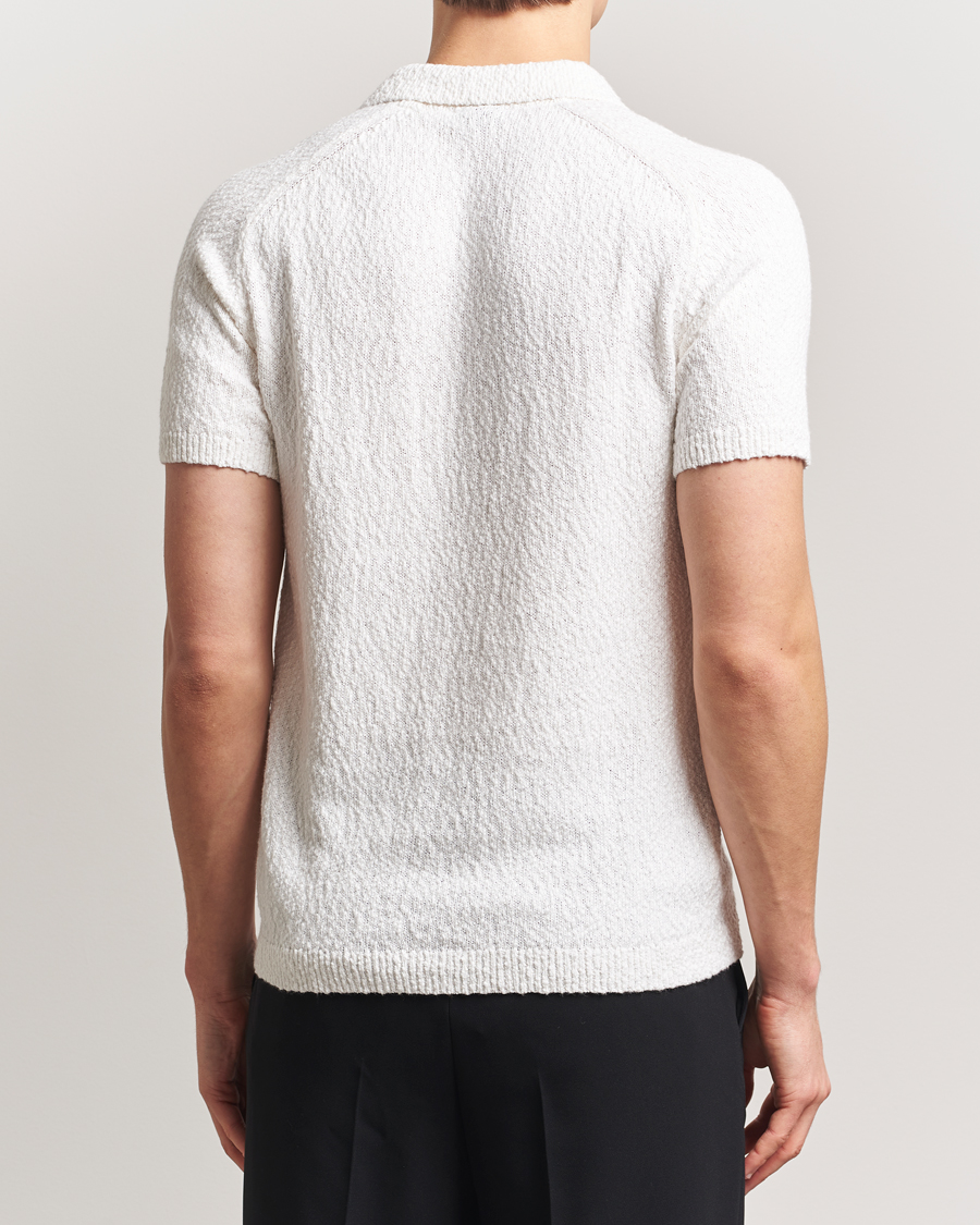 Stenströms Knitted Boucle Cotton Polo White