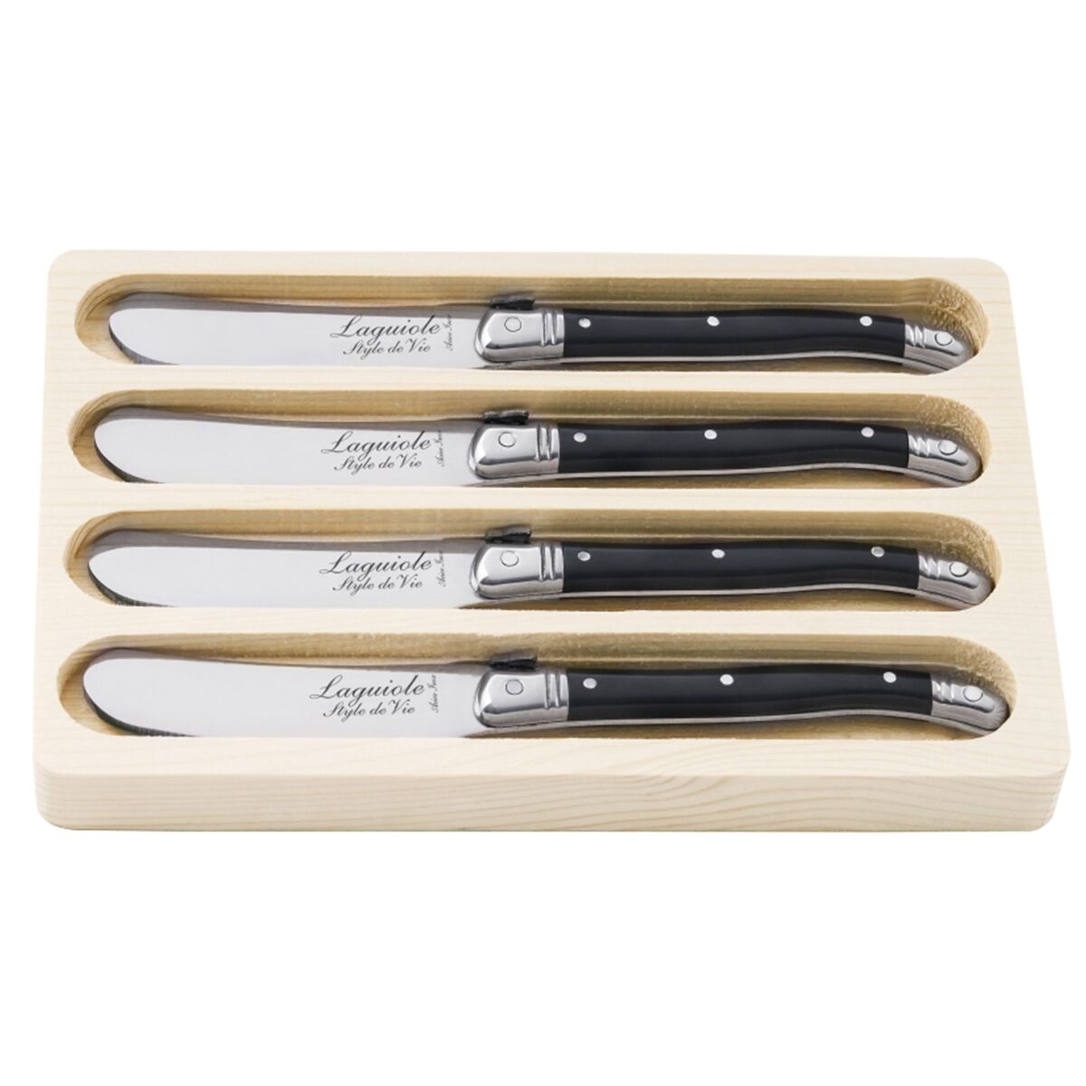 Laguiole Smørkniv 4-pakning, svart